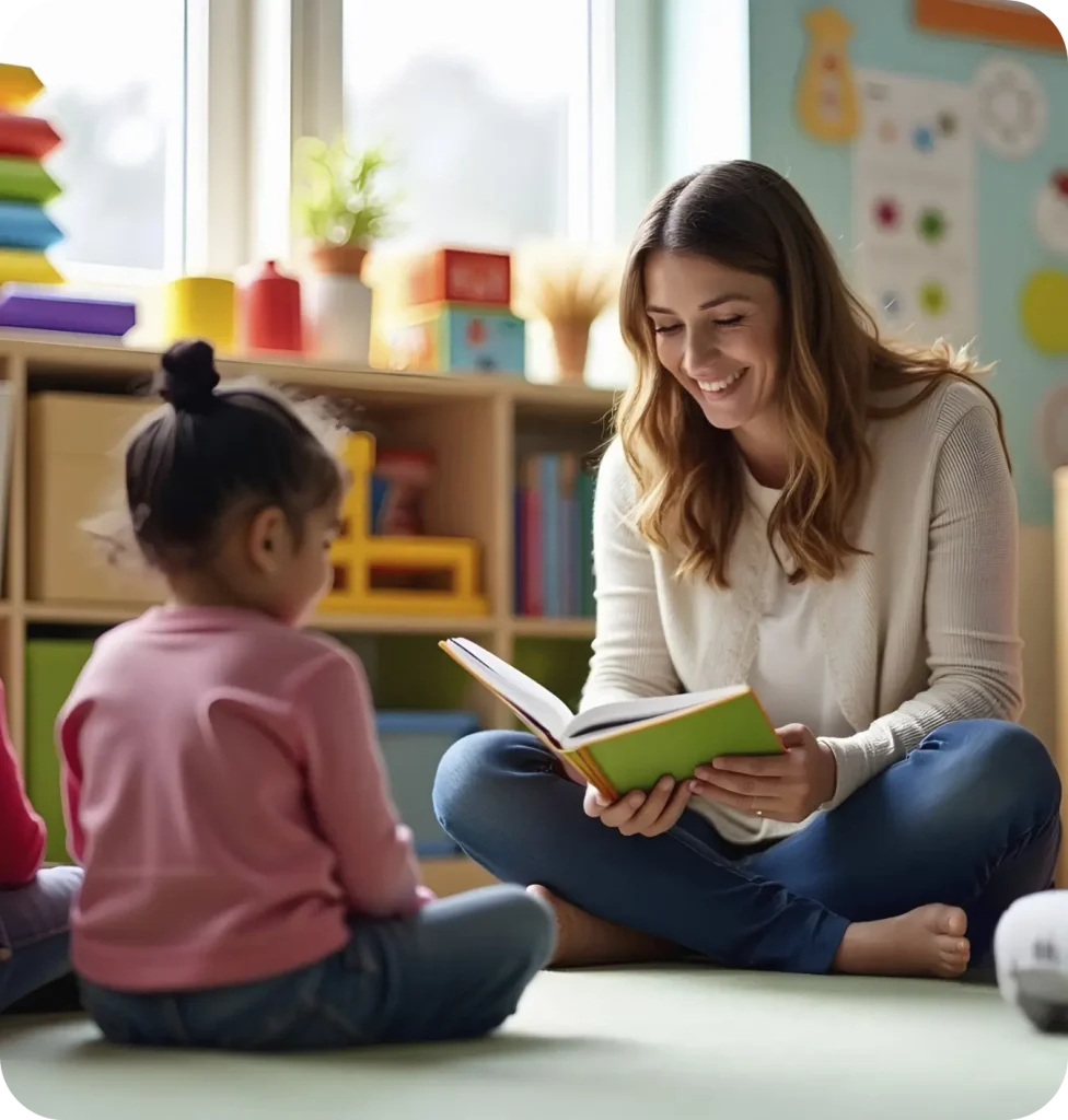 Preschool Teacher Reading Children
